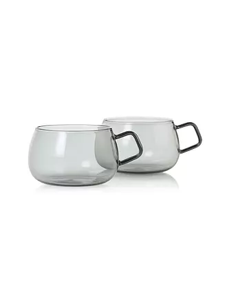 AD HOC | Tasses à thé YUNA, lot de 2, 400 ml, verre / gris | 